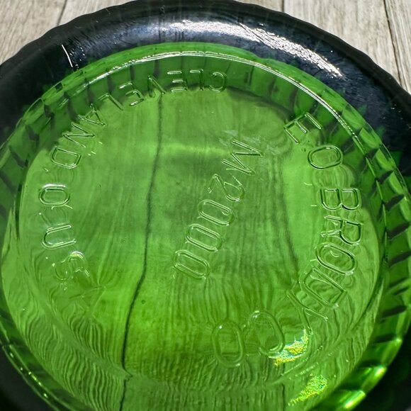 Vintage E.O Brody Bowl Glass Green Scalloped Rim Ribbed Pedestal Base 7" DIA - Picture 6 of 13